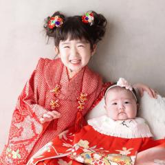 着物を着てお宮参りと七五三記念