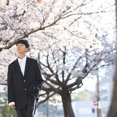 桜の下で写真撮ったよ